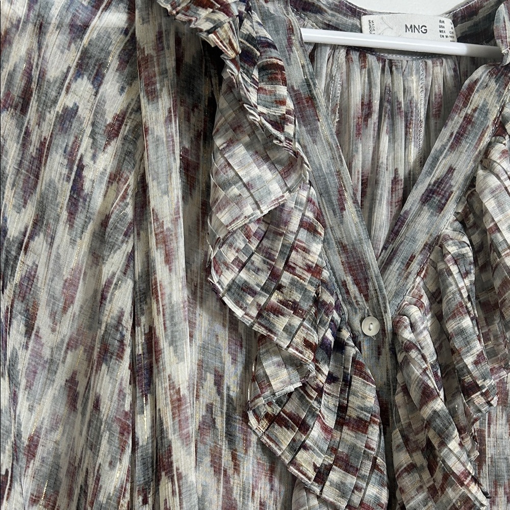 Mango Elegant Metallic And Gray Patterned Dress - image 5